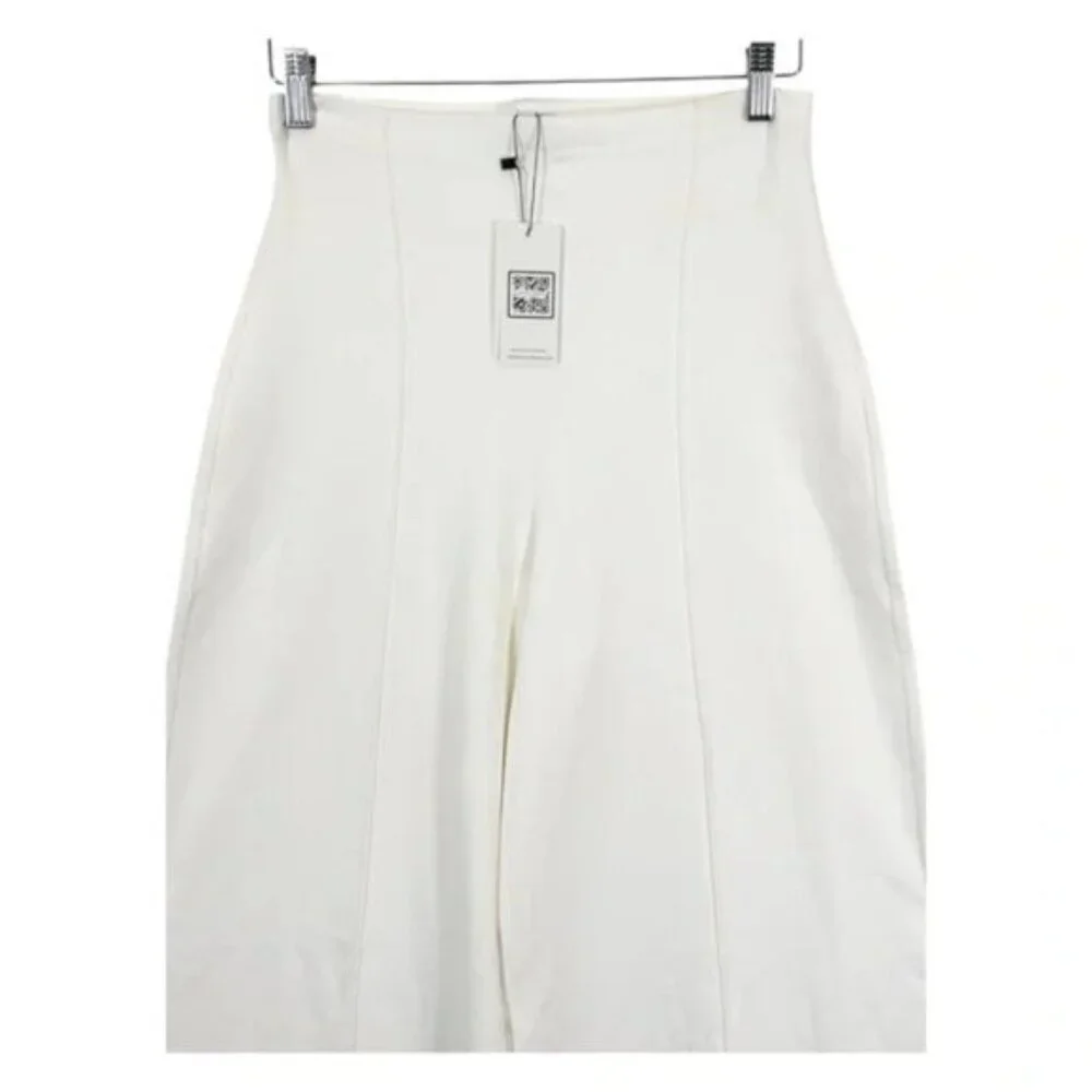 NEW RIPLEY RADER White Ponte Knit Wide Leg Pants Size 4 US Large